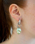 Baroque Green Earrings - Silver