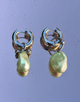 Baroque Green Earrings - Silver