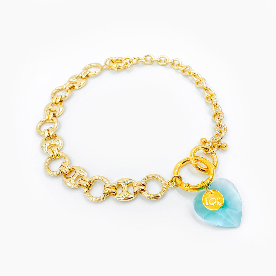 Collier coeur Crush - Aqua