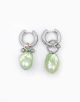 Baroque Green Earrings - Silver 
