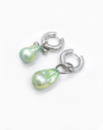 Baroque Green Earrings - Silver 