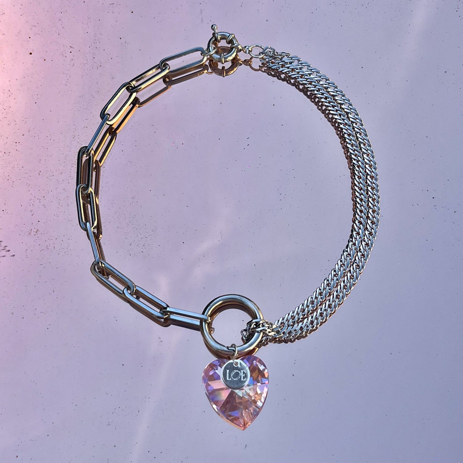 Collier coeur Crush - Rose &amp; argenté