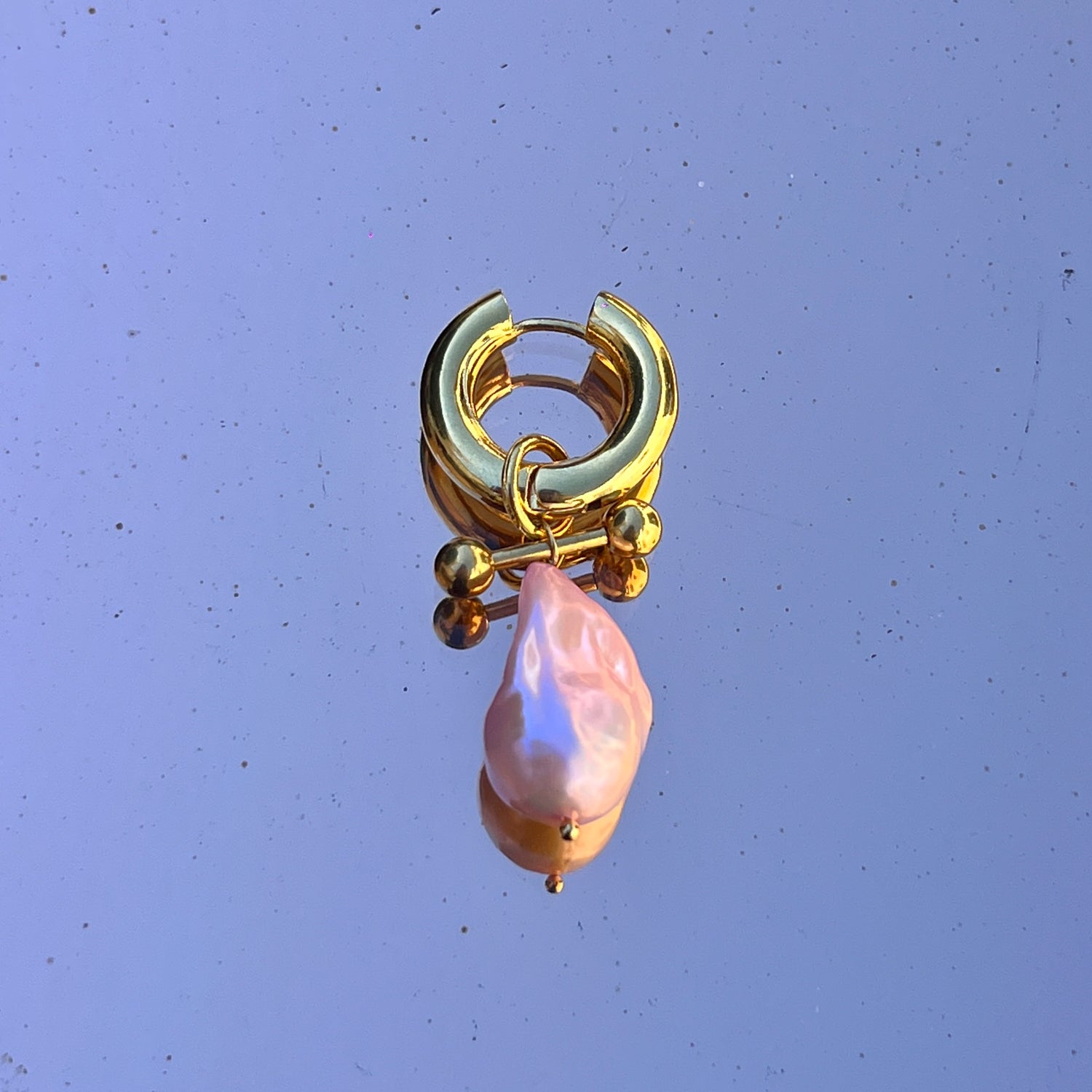 Boucle D'oreille Dormeuse En Or Rose 18 Carats - Régionale émail France 1819-1838 - Occasion