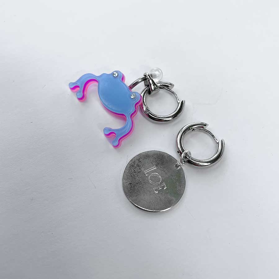 Boucles d'oreilles Techno Blue Frog