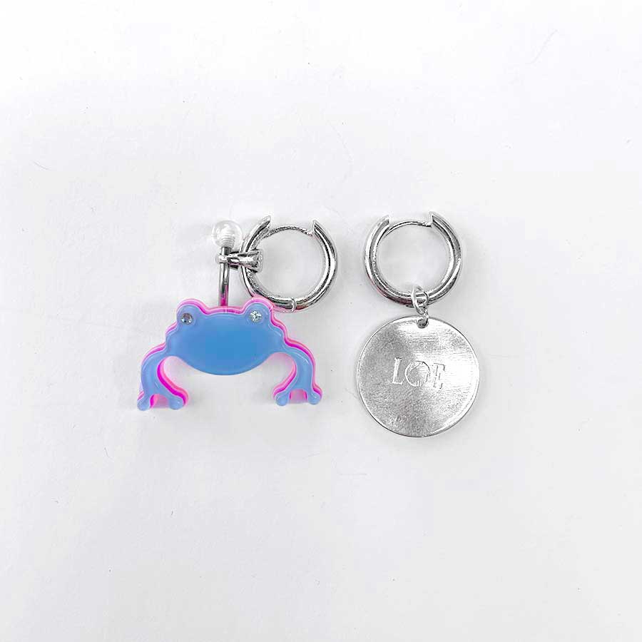 Boucles d'oreilles Techno Blue Frog