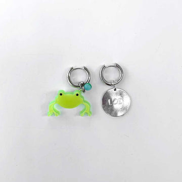 Boucles d'oreilles Techno Green Frog
