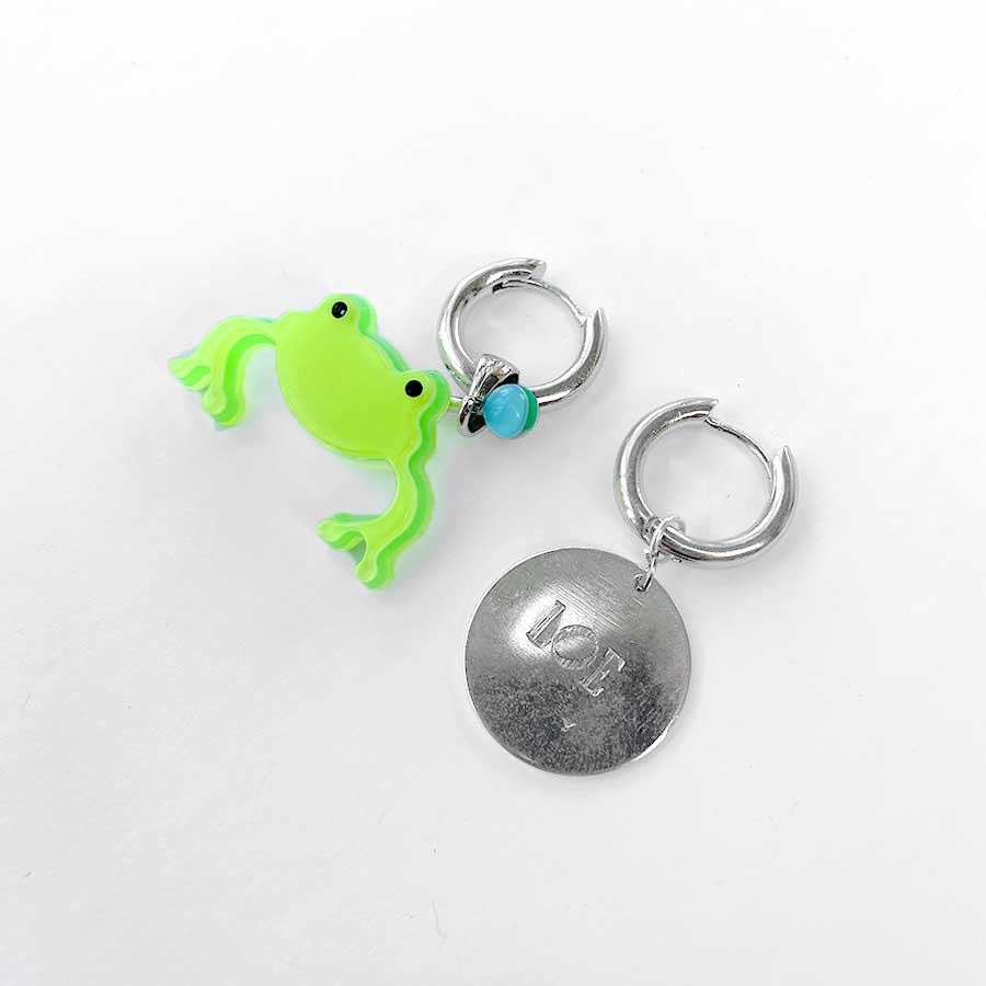 Boucles d'oreilles Techno Green Frog