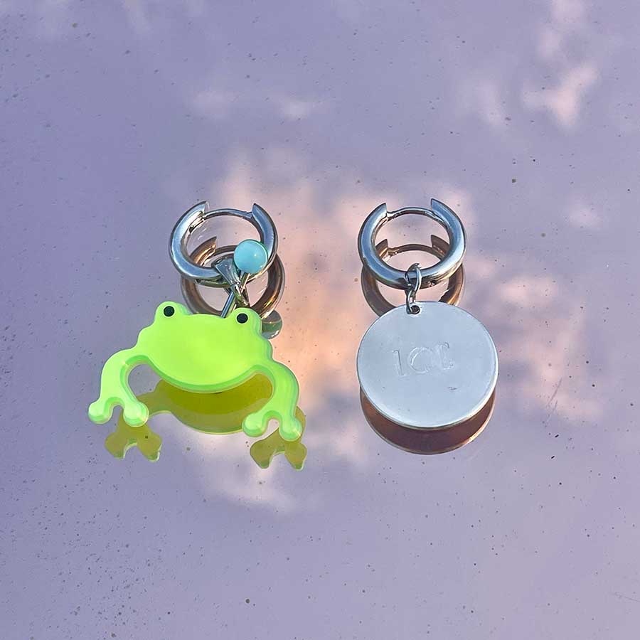 Boucles d'oreilles Techno Green Frog
