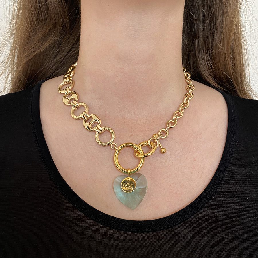 Collier coeur Crush - Aqua