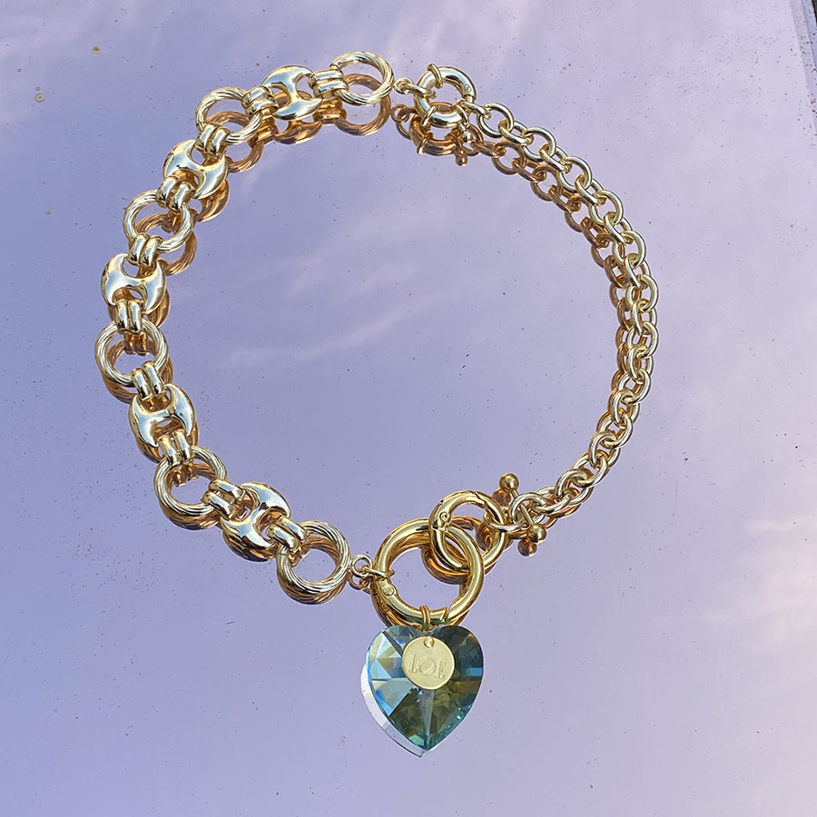 Collier coeur Crush - Aqua