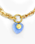 Crush Heart Necklace - Blue & Gold 