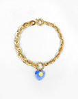Crush Heart Necklace - Blue & Gold 