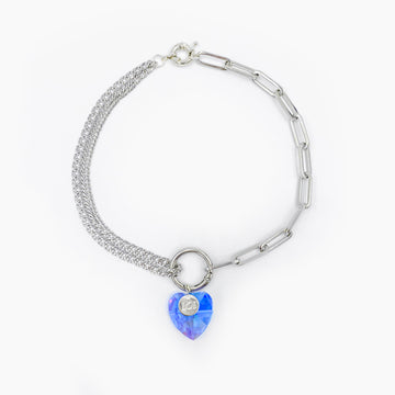 Collier coeur Crush - Bleu & argenté