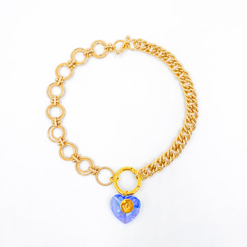 Collier coeur Crush - Bleu & doré