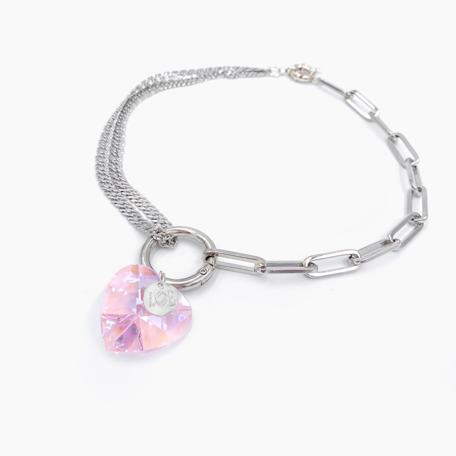 Collier coeur Crush - Rose &amp; argenté