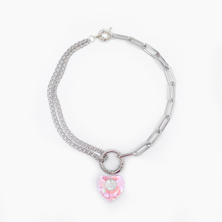 Collier coeur Crush - Rose &amp; argenté