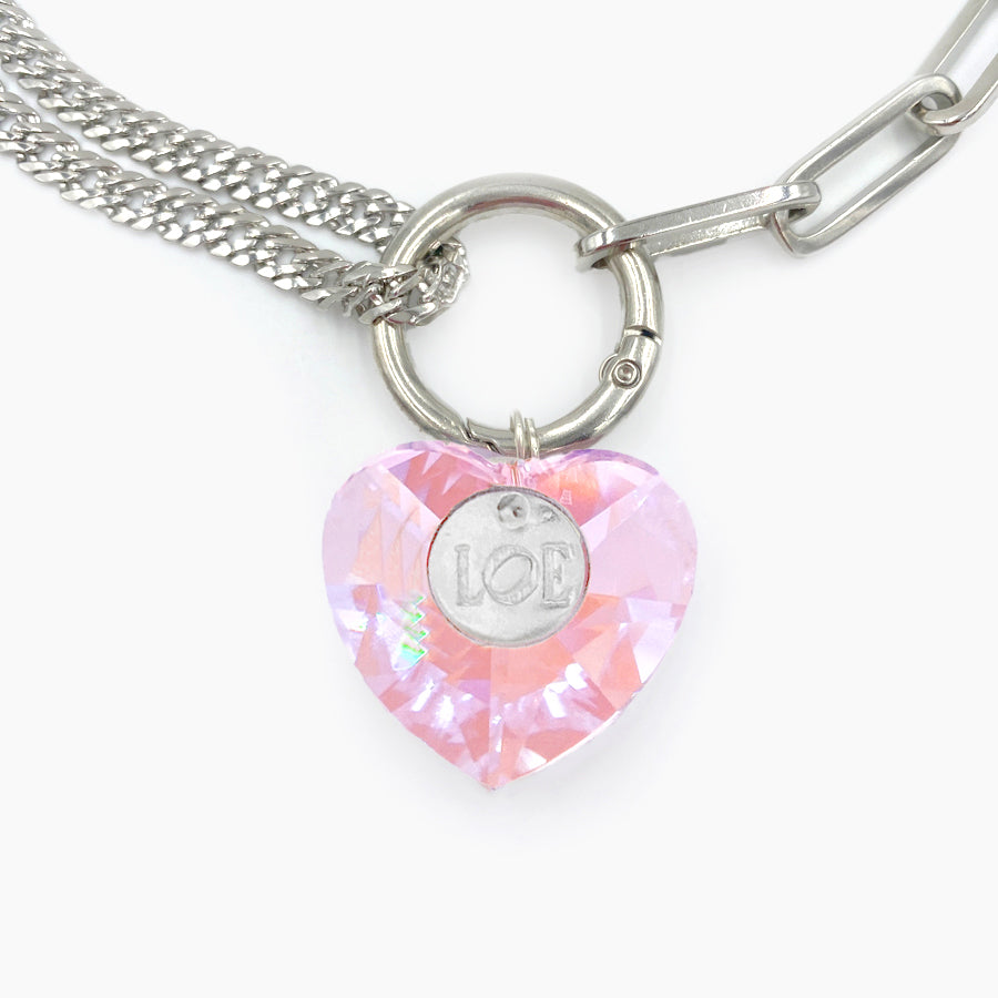 Collier coeur Crush - Rose &amp; argenté