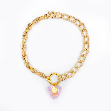 Collier coeur Crush - Rose & doré