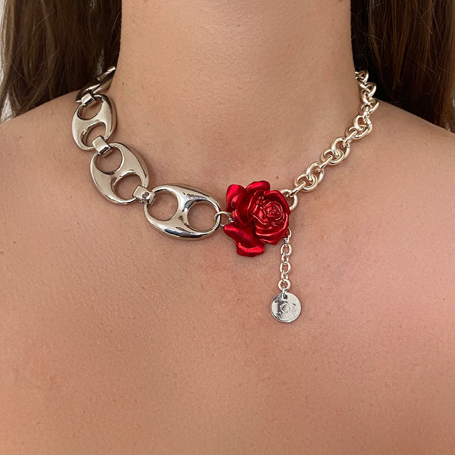 Collier Red Lip Silver