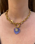 Crush Heart Necklace - Blue & Gold 