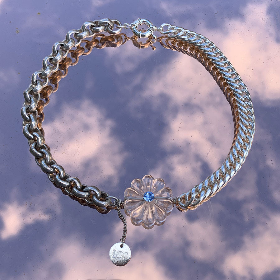 Collier Fleur argenté Swanny